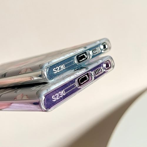 Miniatura 8 de YeLoveHaw Funda diseñada para Samsung Galaxy S23 Ultra para mujeres y niñas, patrón de flores rosas y hojas moradas grises, delgada y dura completa