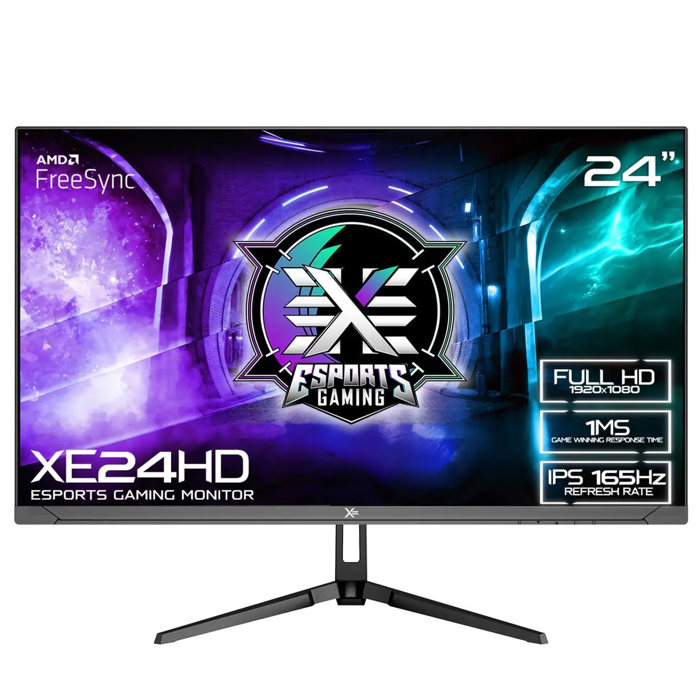 𝗫= 24 Inch Gaming Monitor • 1080p • 165Hz • 1ms • HD IPS • G-Sync/FreeSync • HDMI, Display Port • Tilt Adjust • Vesa • (XE24HD | Black)