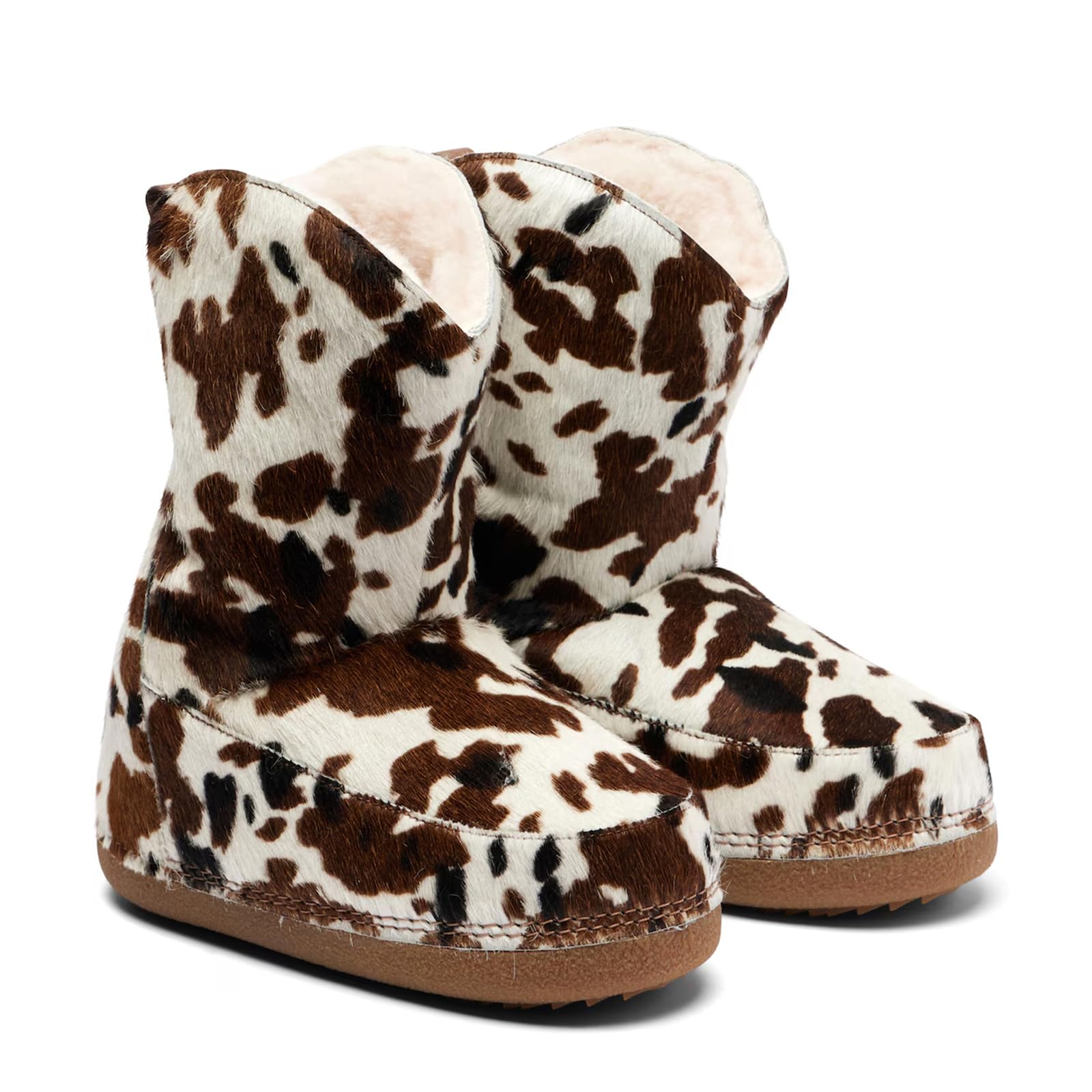 Snow Boots for Women Round Toe Suede Booties Winter Fur Lined Warm Slip On Fashion Wide Calf Boots