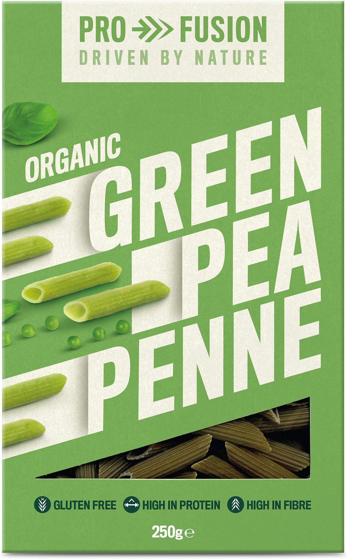 Profusion Organic Green Pea Penne Pasta, 250g - High in Plant-Based Protein & Fibre - Grain-Free, Gluten-Free, GMO-Free & Suitable for Vegans
