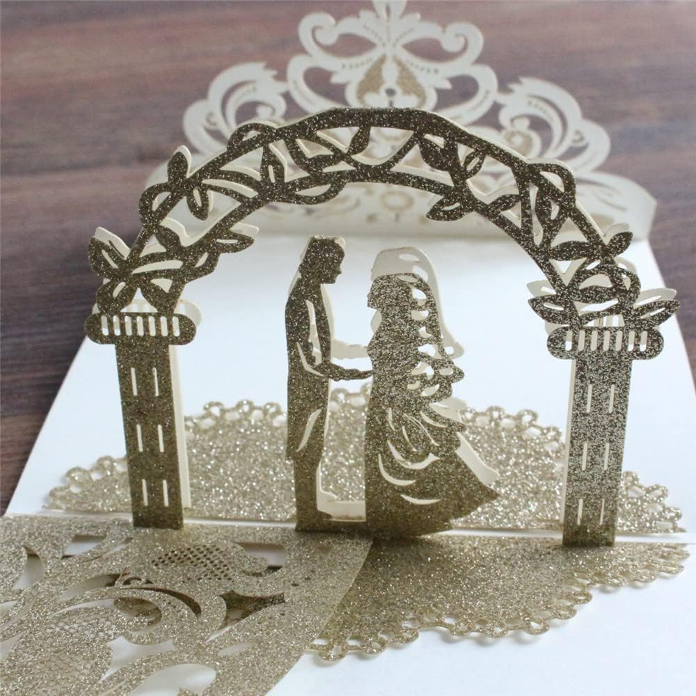 Einladungskarten 20 Stück 3D Hochzeitseinladungen Karten, Laser -Schnitt -Hochzeitseinladung, Brautduschenkarten Personalisierte Einladung personalisiert Partyeinladungen