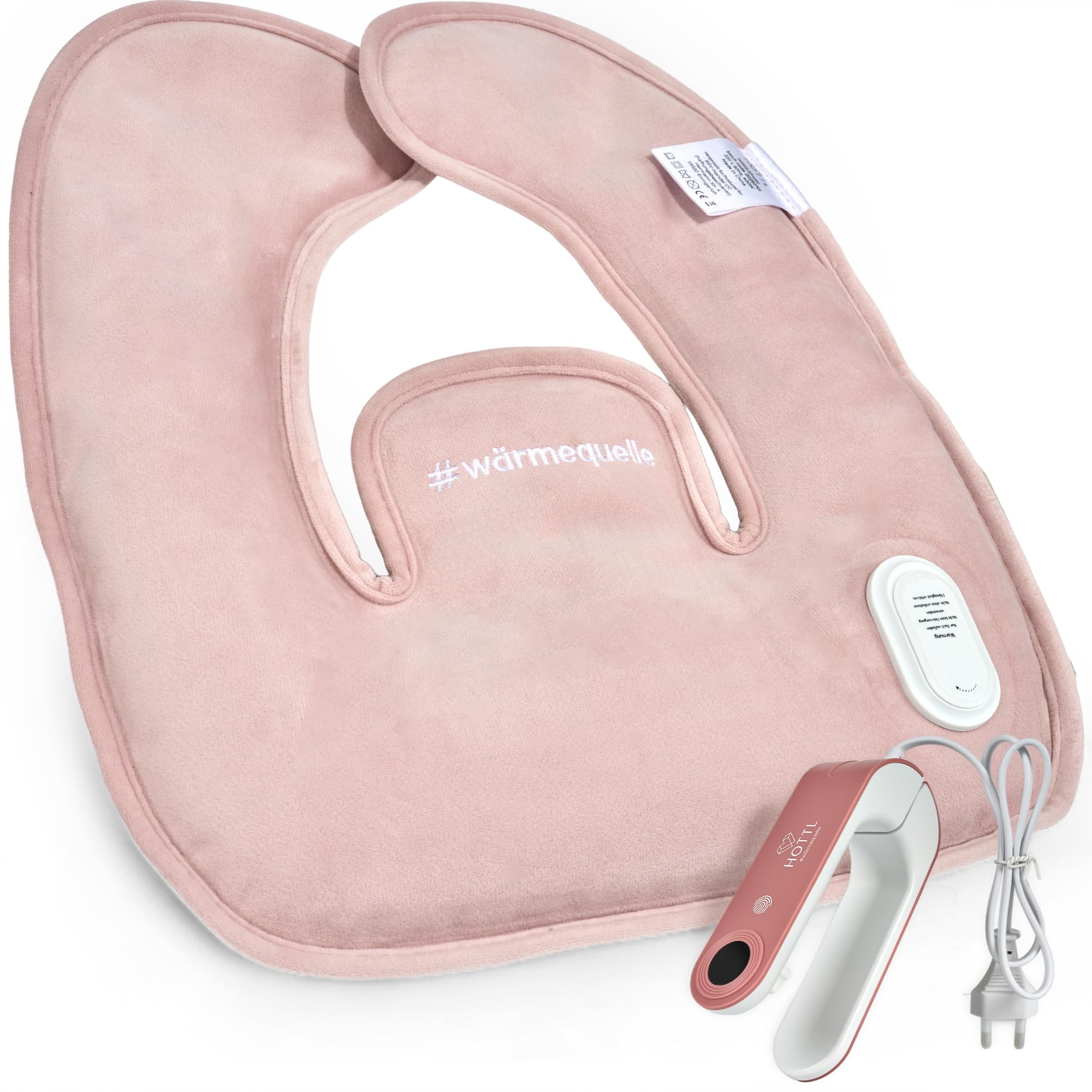 Elektrischer Nackenwärmer ohne Wasserbefüllung | Wärmeflasche für Nacken, Rücken & Schulter – schnelle Wärme auf Knopfdruck, sicher & flexibel | HOTTL (Cherry blossom pink)