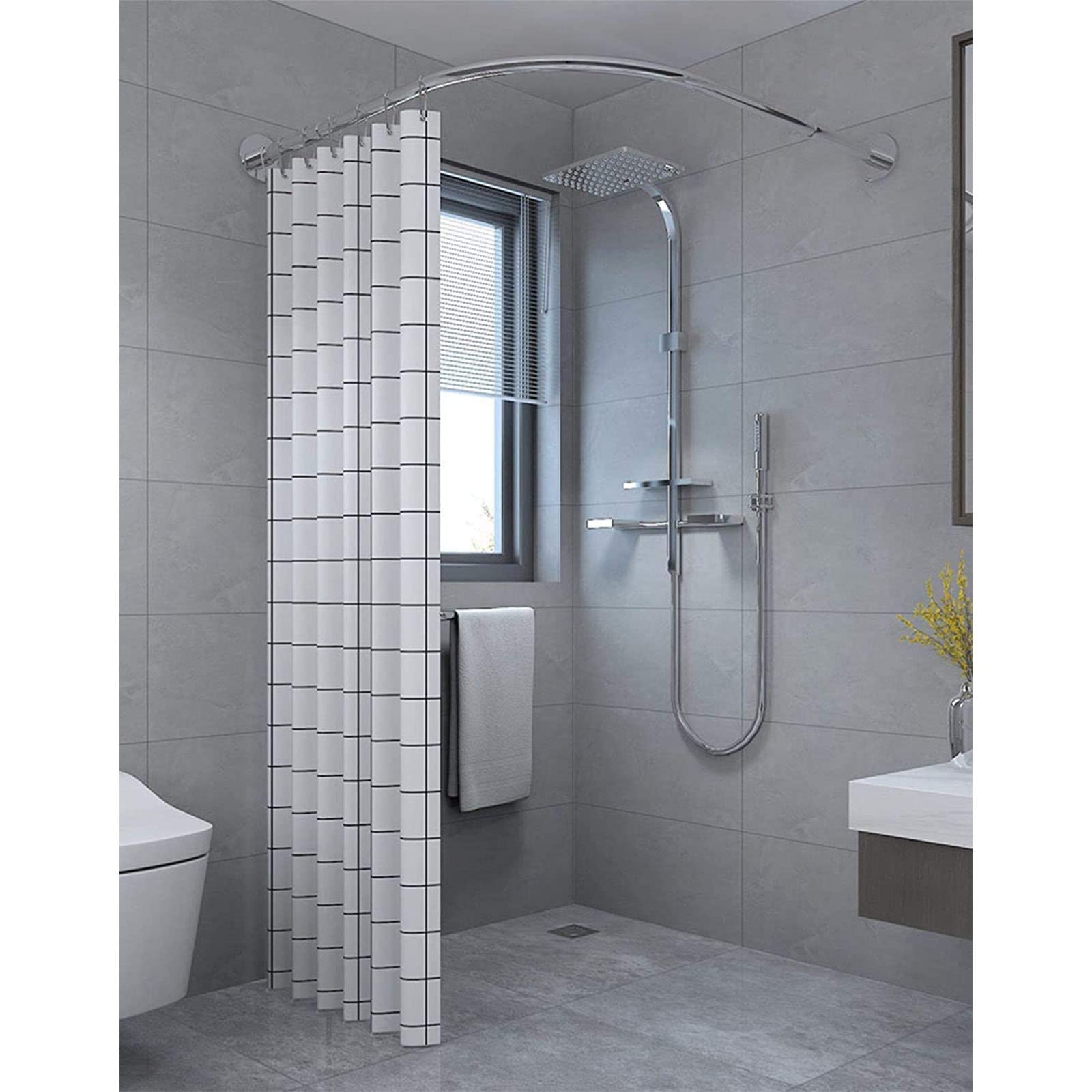 Buy ASDHJ Bathroom L Shaped Corner Shower Curtain Rod Pole, Curved Bath