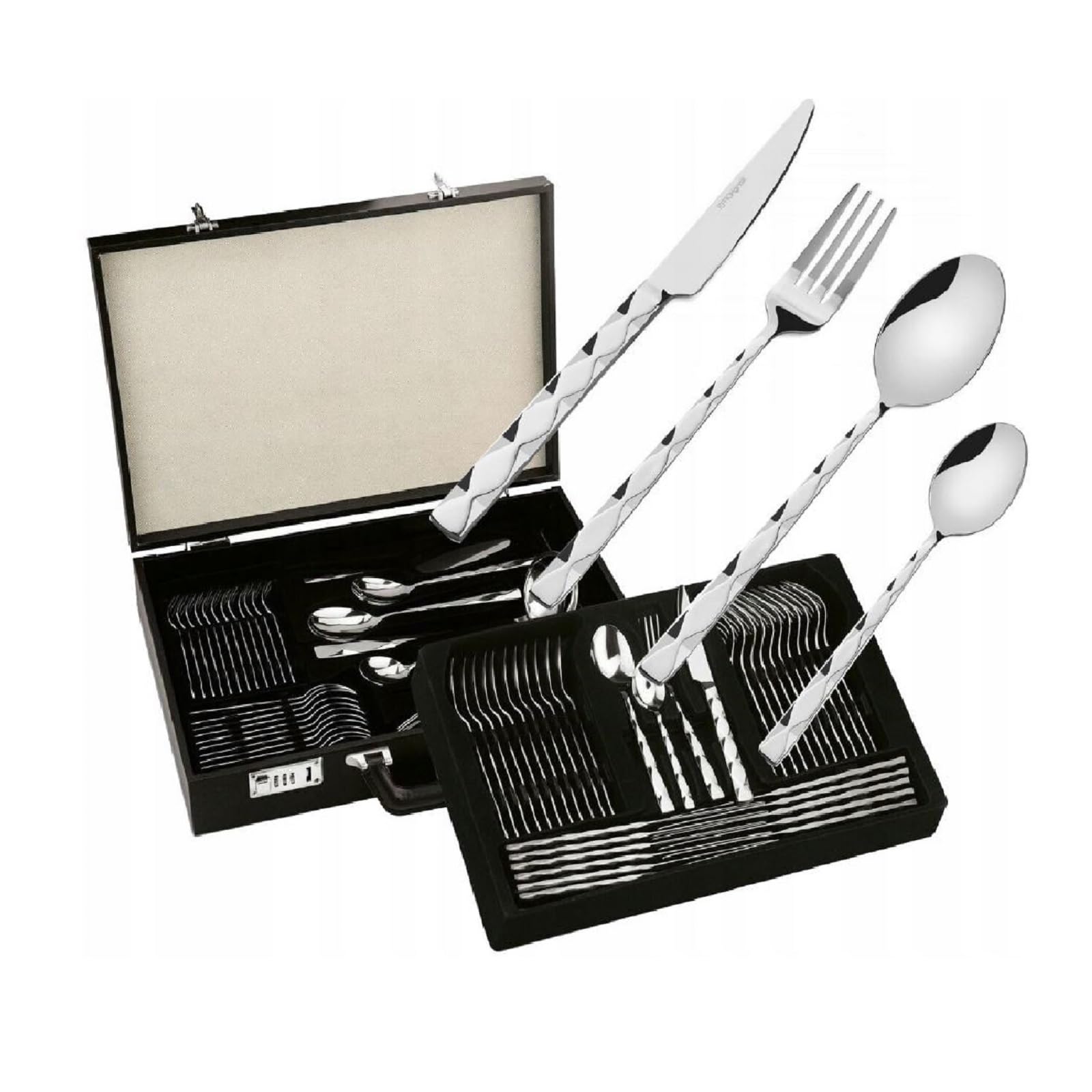 NVIYAM 3 Pezzi Posate Da Campeggio Kit,Set di Posate Acciaio Inox