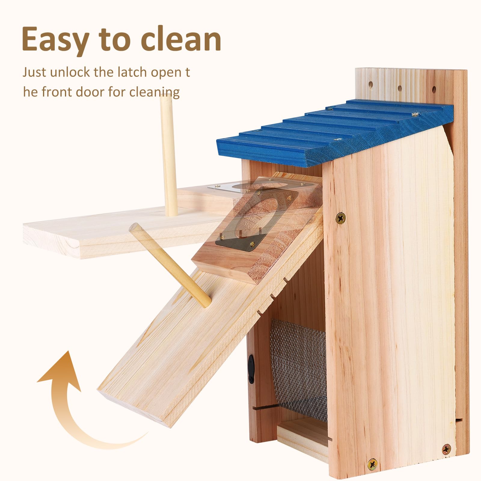 Casas para pájaros para exteriores, paquete de 2 con protector de cobre, espesar madera Bluebird House Liquidación Jardín casas de campo, caja anidadora para pinzones, golondrina, Wren, Chickadee Wild 8