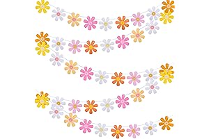 Groovy Birthday Banners, Daisy Paper Garlands Hippie Party Boho Decorations