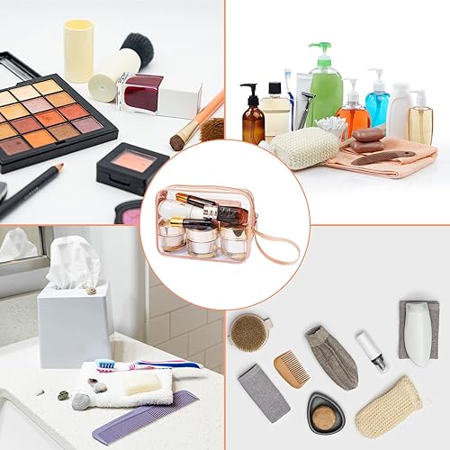 Miniatura 5 de CGBE Bolsa de aseo aprobada por la TSA con asa, bolsa de aseo transparente, tamaño de cuarto de galón, bolsas de viaje para artículos de tocador,