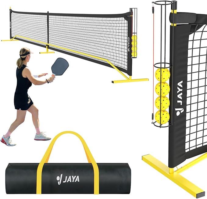 JAYA Ultra Stable Pickleball Net with Ball Holder and Balls, Weight Upgrade, IPF Standard 22 feet, Easy Setup