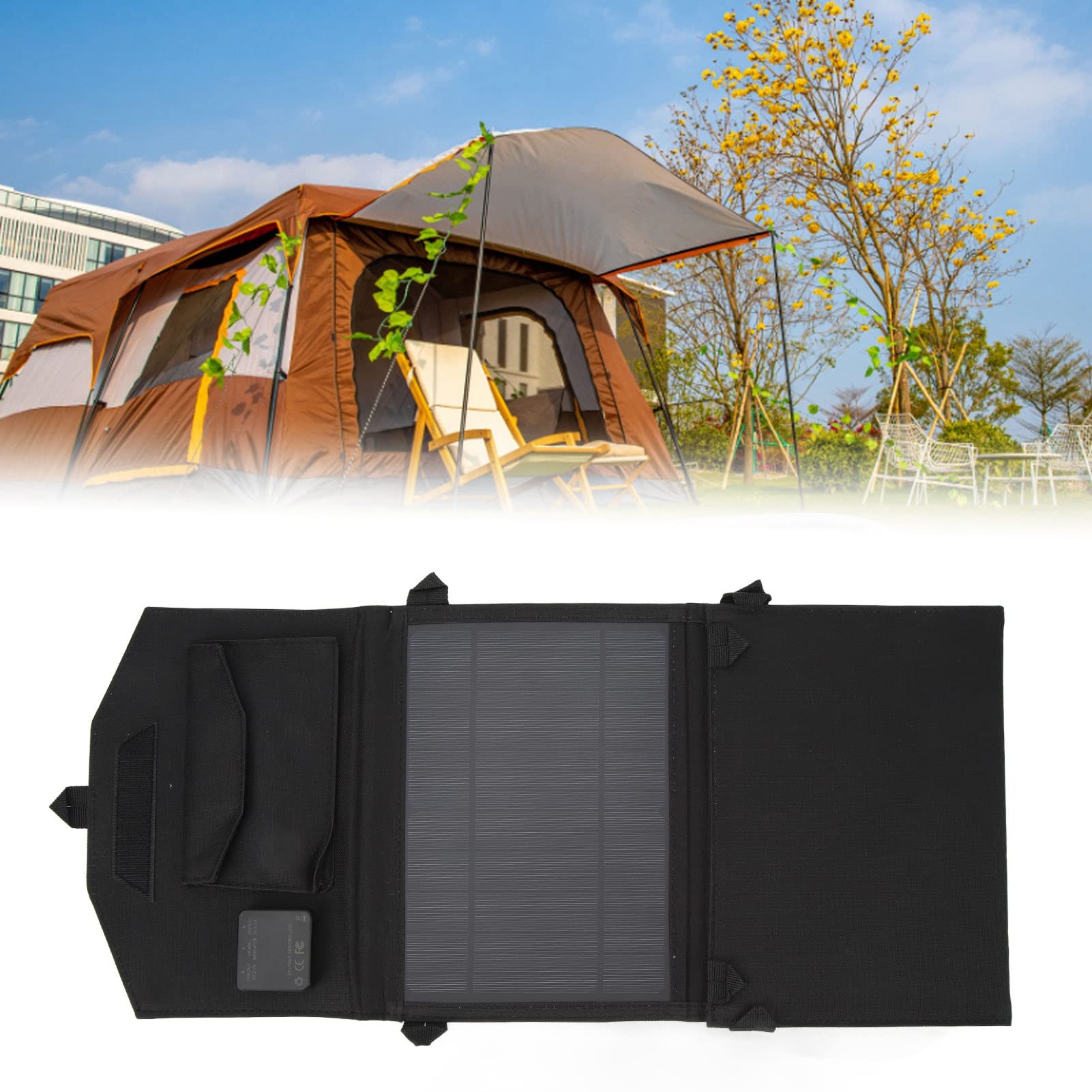 Caricatore portatile a pannello solare da 21 W per escursioni, campeggio e uso all'aperto, design pieghevole durevole con ETFE a cristallo singolo