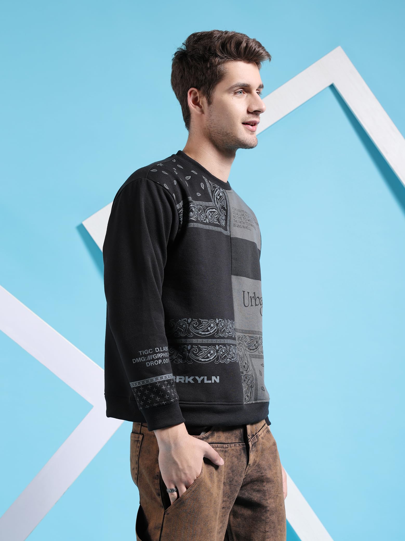 The Indian Garage Co Męska bluza z okrągłym dekoltem Paisley