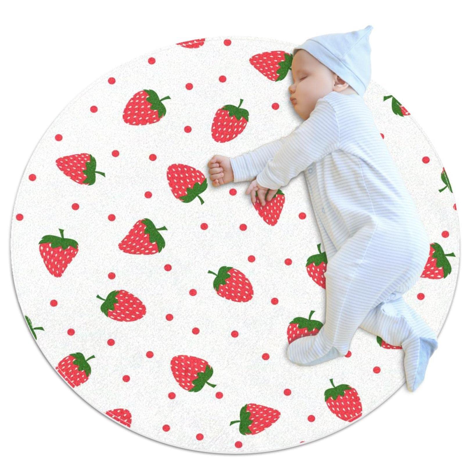 Tapis de jolis fruits roses JDEZ, tapis rond haut de gamme 100cm style poétique