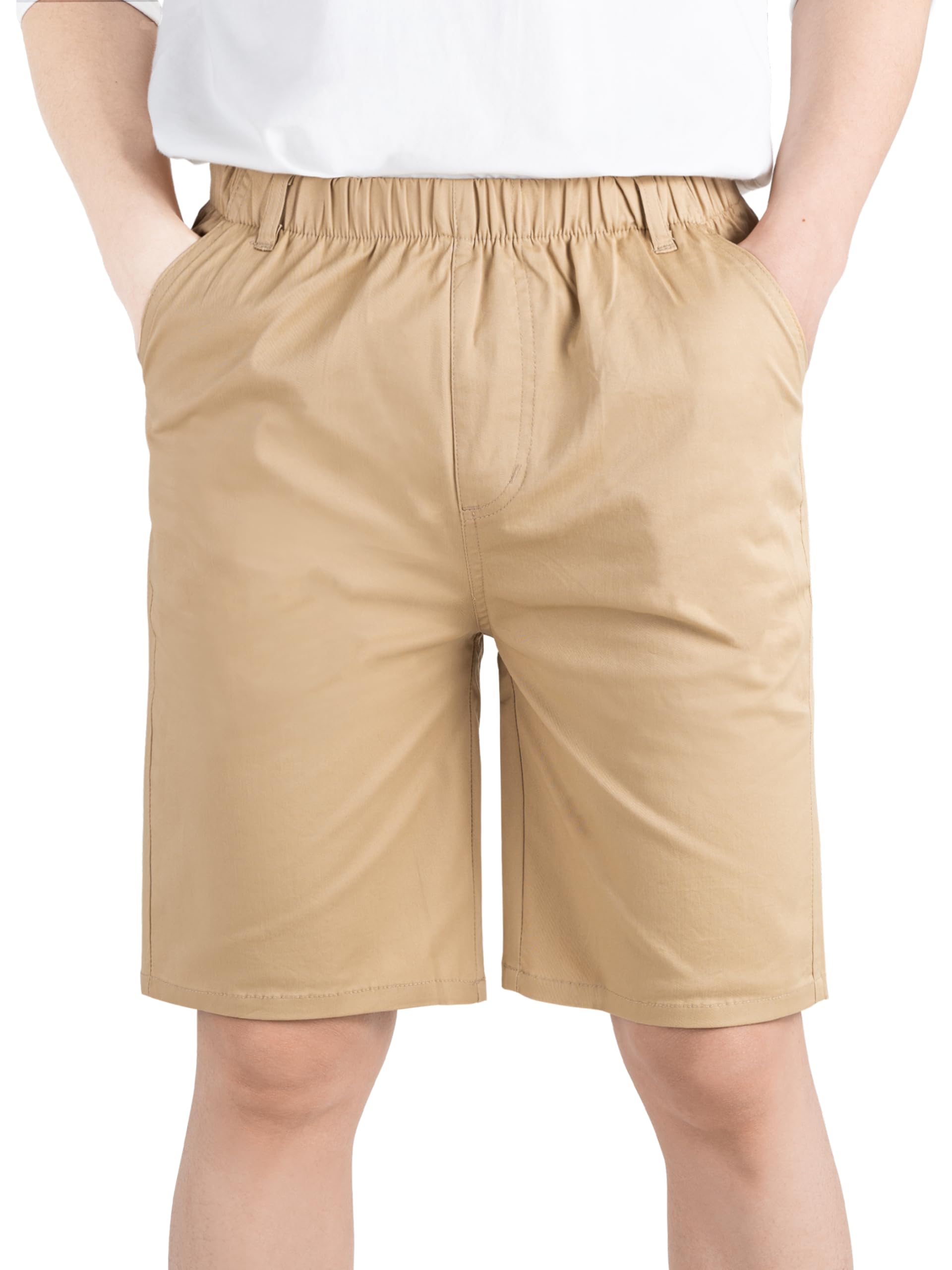 Pantalón corto transpirable de niño estilo chino liso con elástico 7