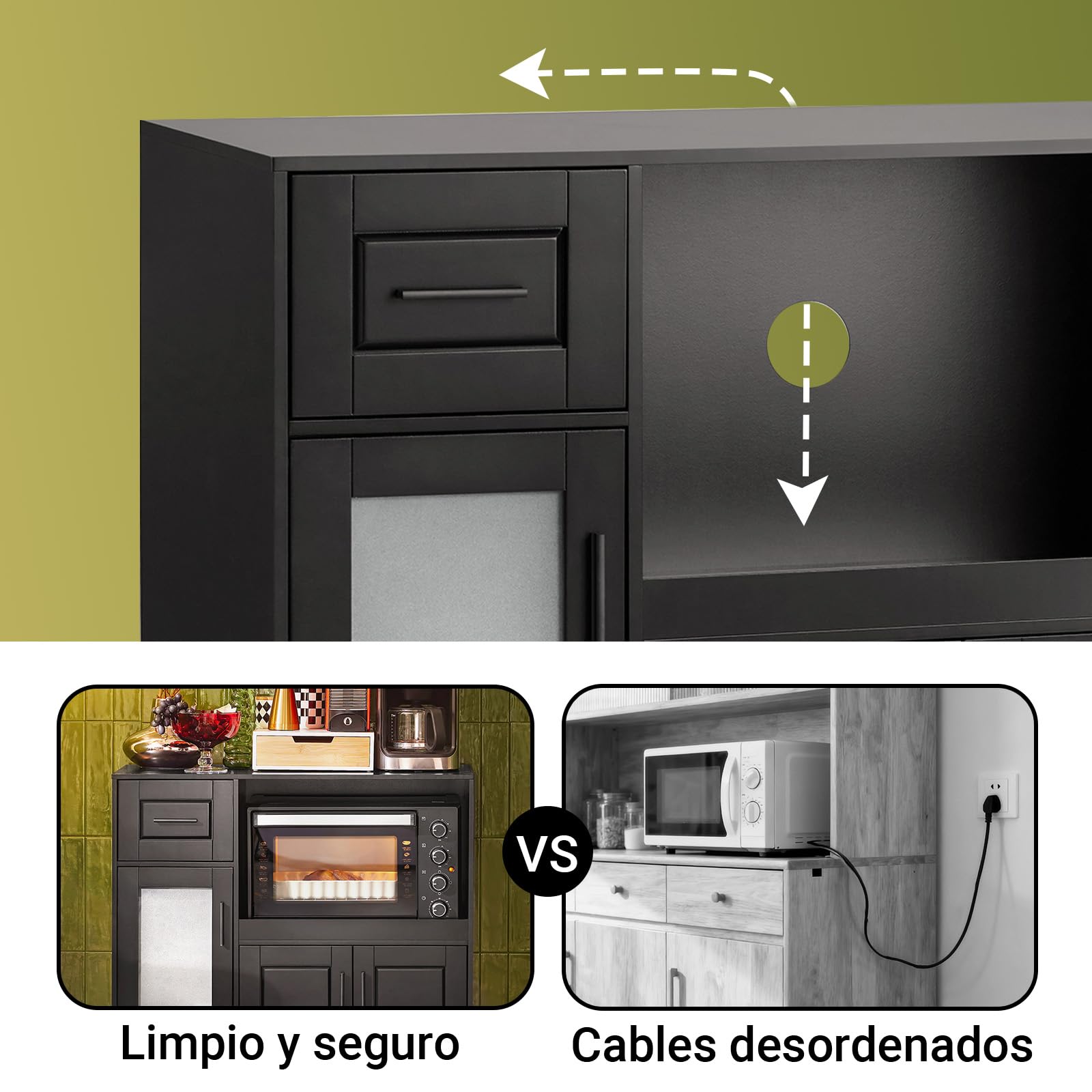 SoBuy Isla de Cocina con Ruedas, Mueble Auxiliar de Cocina, Desserte con Ruedas, Soporte para Microondas, Carrito Móvil para Sala de Comedor y Oficina en Casa 88,5 x 40 x 89 cm Negro FSB78-SCH