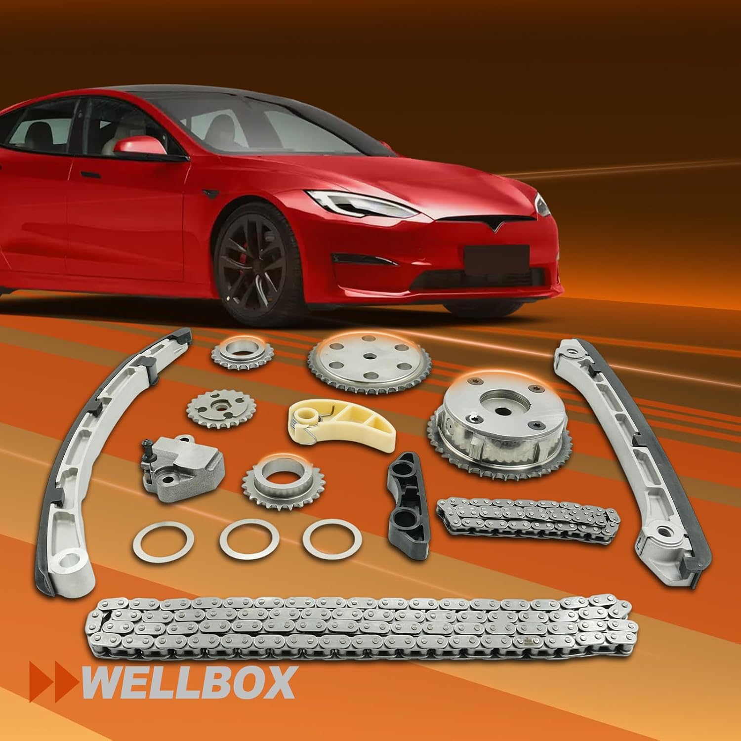 Timing Chain Kit for Mazda 3 2.3L 2007-2013, for Mazda 6 2.3L 2006-2007, for Mazda CX-7 2.3L 2007-2012 Includes Tensioner, Guide Rail, Sprocket Replaces 110363-5209-1440566841 1L5Z6268AA
