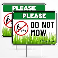 Vista 1 de 2 carteles con estaca, 12 x 9 pulgadas, de plástico corrugado, letrero de no cortar el césped