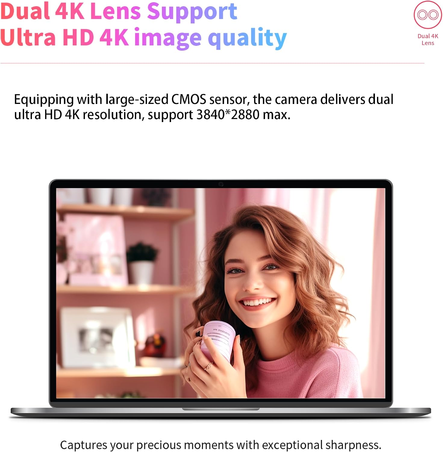 Dual Lens 10X Digital Zoom 4K UHD Camera with Built-in Omnidirectional Mic for Vertical and Horizontal Video Conference, Live Streaming, Online Teaching, Conference Room Camera for Meeting System