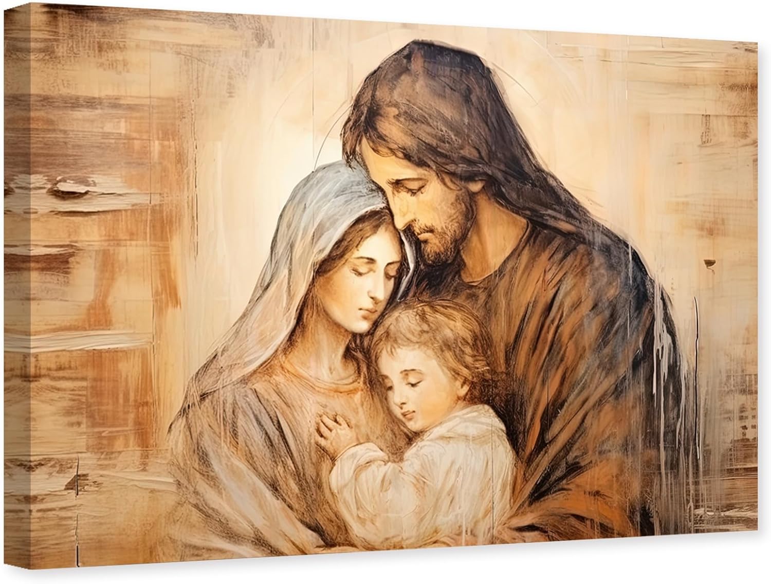 DOARTDO Virgin Mary and Jesus Canvas Wall Art Holy Family