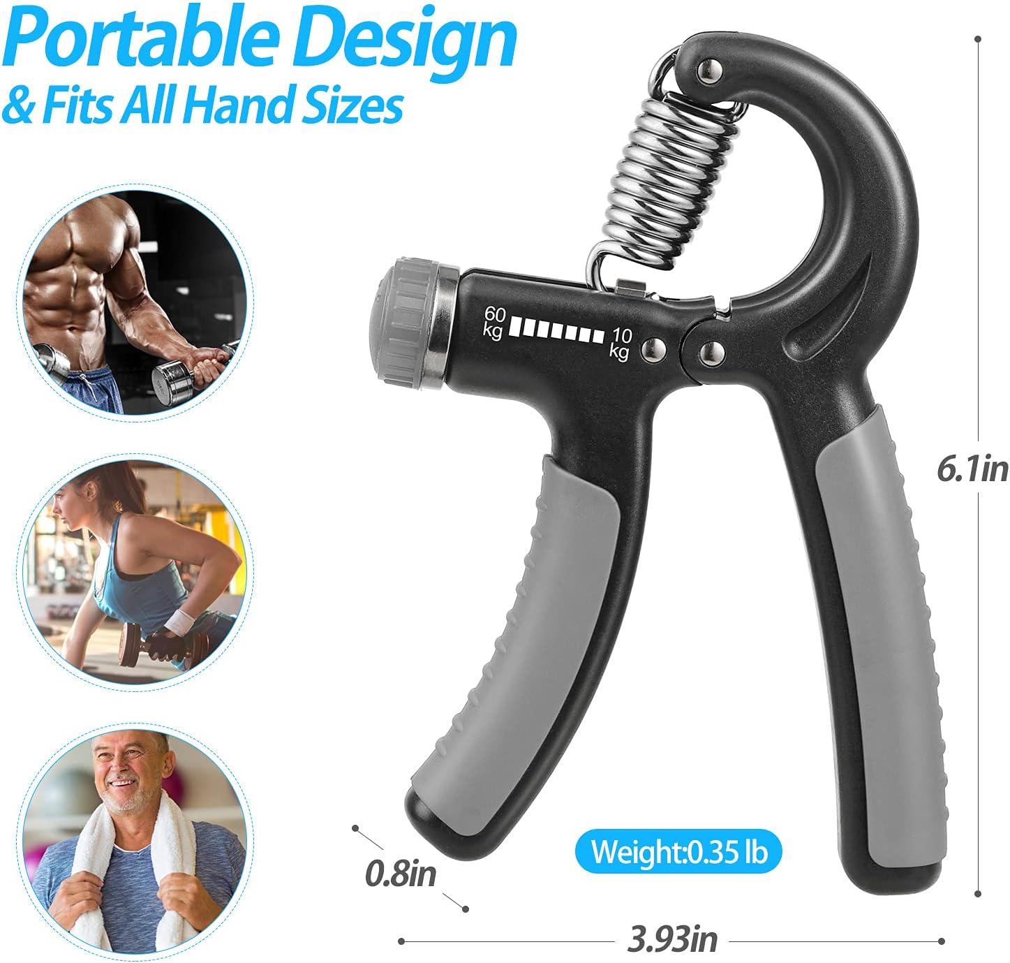 NIYIKOW 2 Pack Grip Strength Trainer, Hand Grip Strengthener, Adjustable Resistance 22-132Lbs (10-60kg), Non-Slip Gripper, Perfect for Musicians Athletes and Hand Injury Recovery