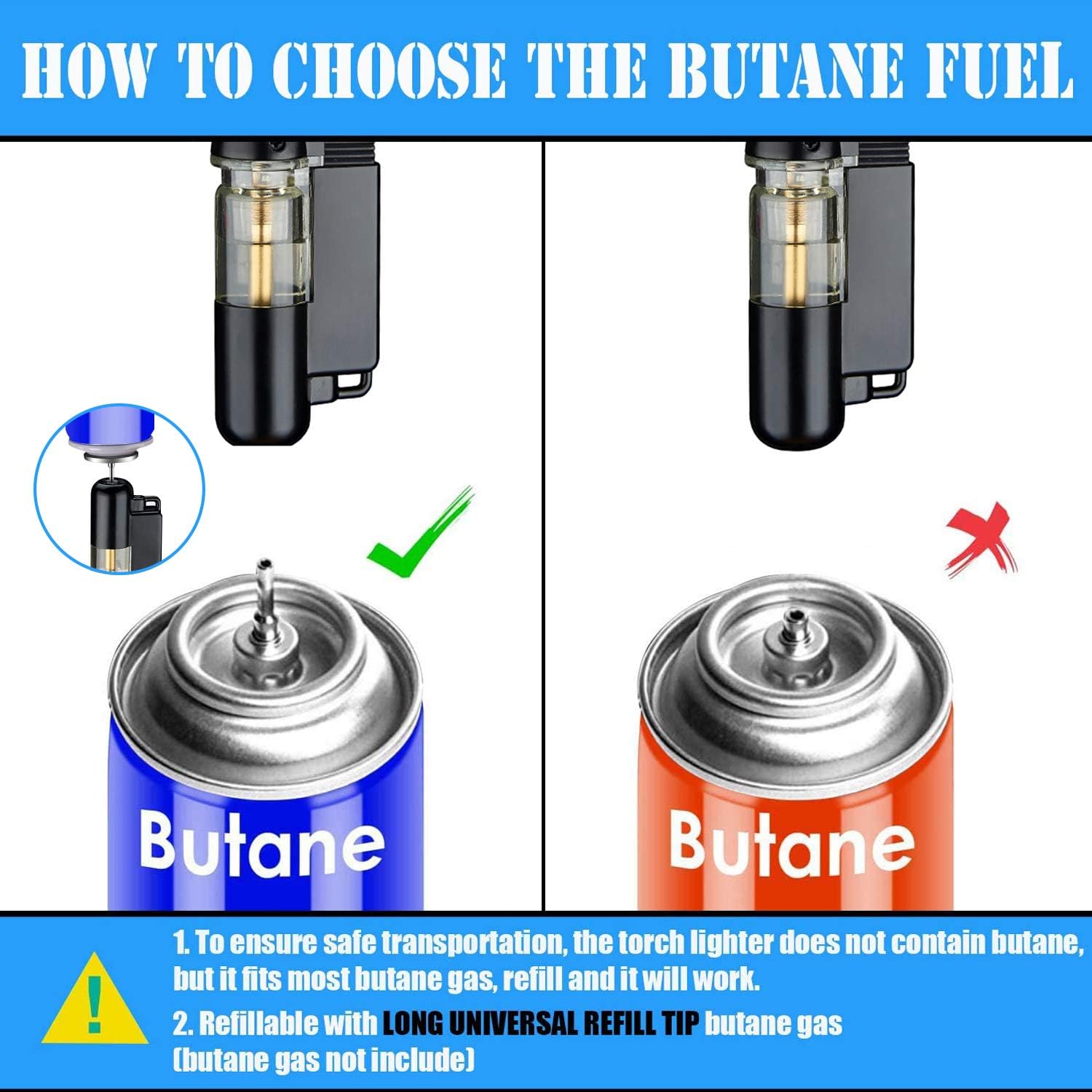 Yeuligo 2 Pack Butane Lighter, Mini Torch Lighter with Key Ring, Adjustable Jet Flame Windproof Gas Lighter for Grill BBQ Candle Camping Fireplace, Black and Grey (Without Butane Gas) (Raven, 1)