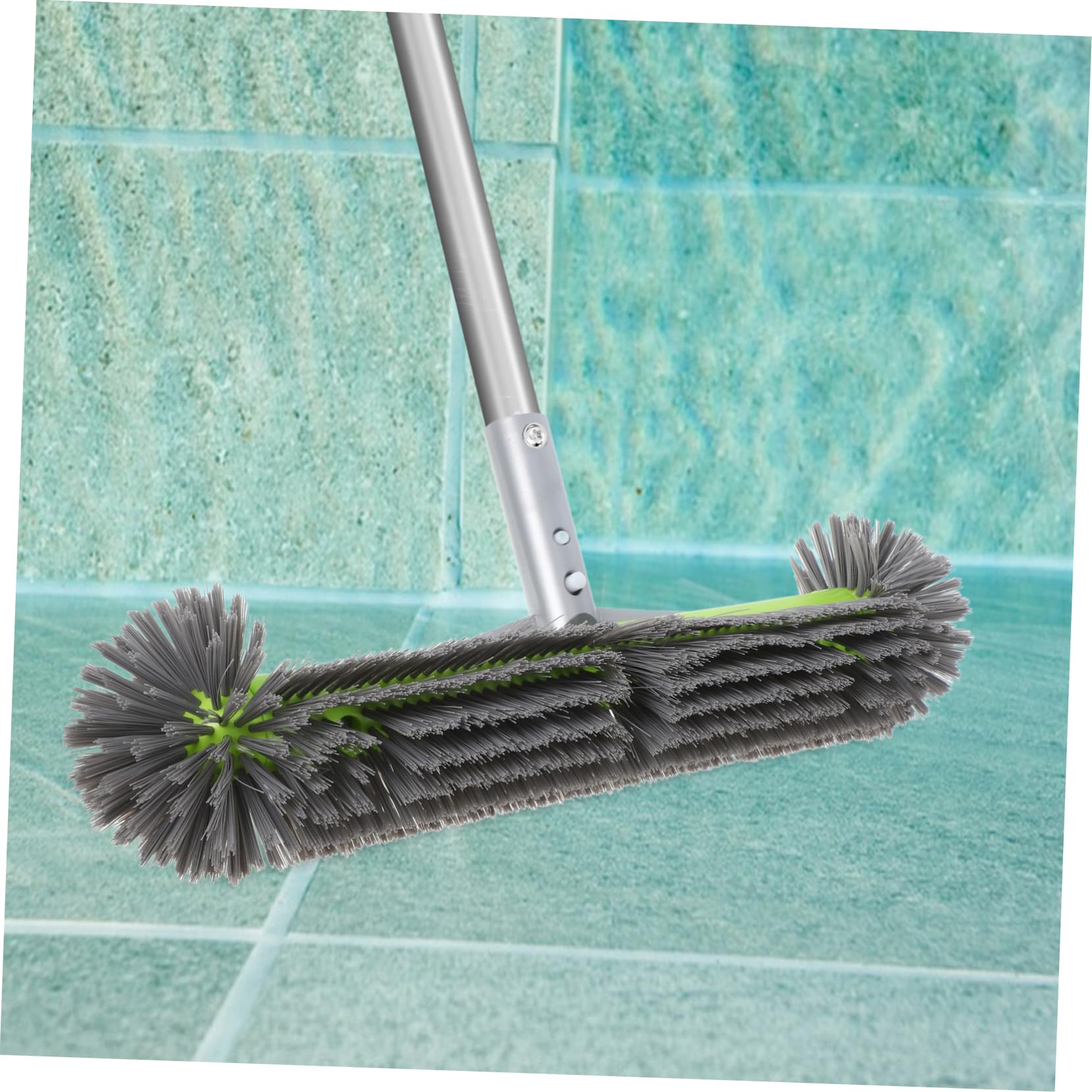 Abaodam Brosse de Piscine Design Combiné Verte avec Dos en Aluminium en Nylon pour Nettoyage Polyvalent Manche Ergonomique des Piscines Hors Sol Fibre de Verre