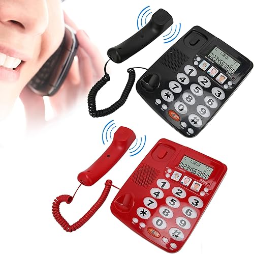 Miniatura 3 de Ajuste el tono de llamada con cable, teléfono grande pero tonelado para personas mayores, teléfono con cable con identificación de llamadas para