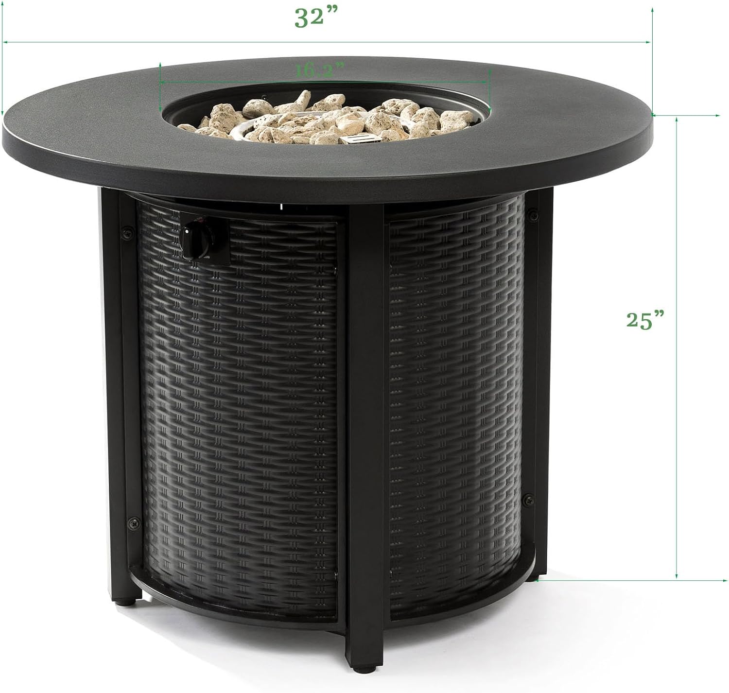 32" Round Propane Fire Pit Table, 40,000 BTU Steel Gas Fire Pit with Lid for Outdoor, Patio, Deck, Camping, Parties (Black, 32inch)