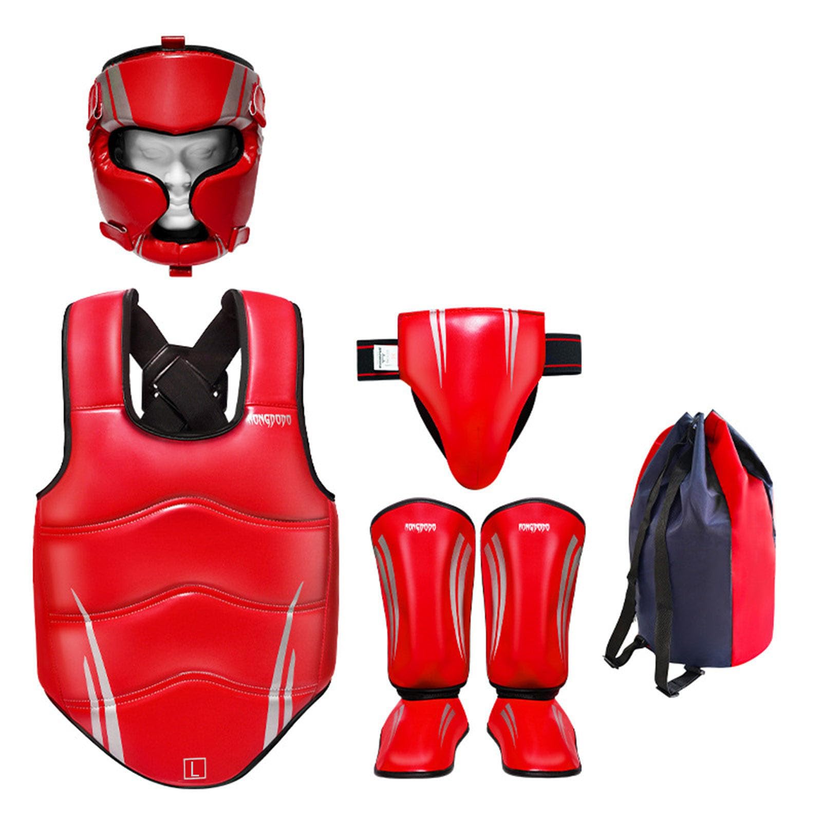 Impacts - Casco de boxeo con protección para cabeza de karate, protector de pecho con protector de ingle adecuado para entrenamiento de kickboxing equipo de protección