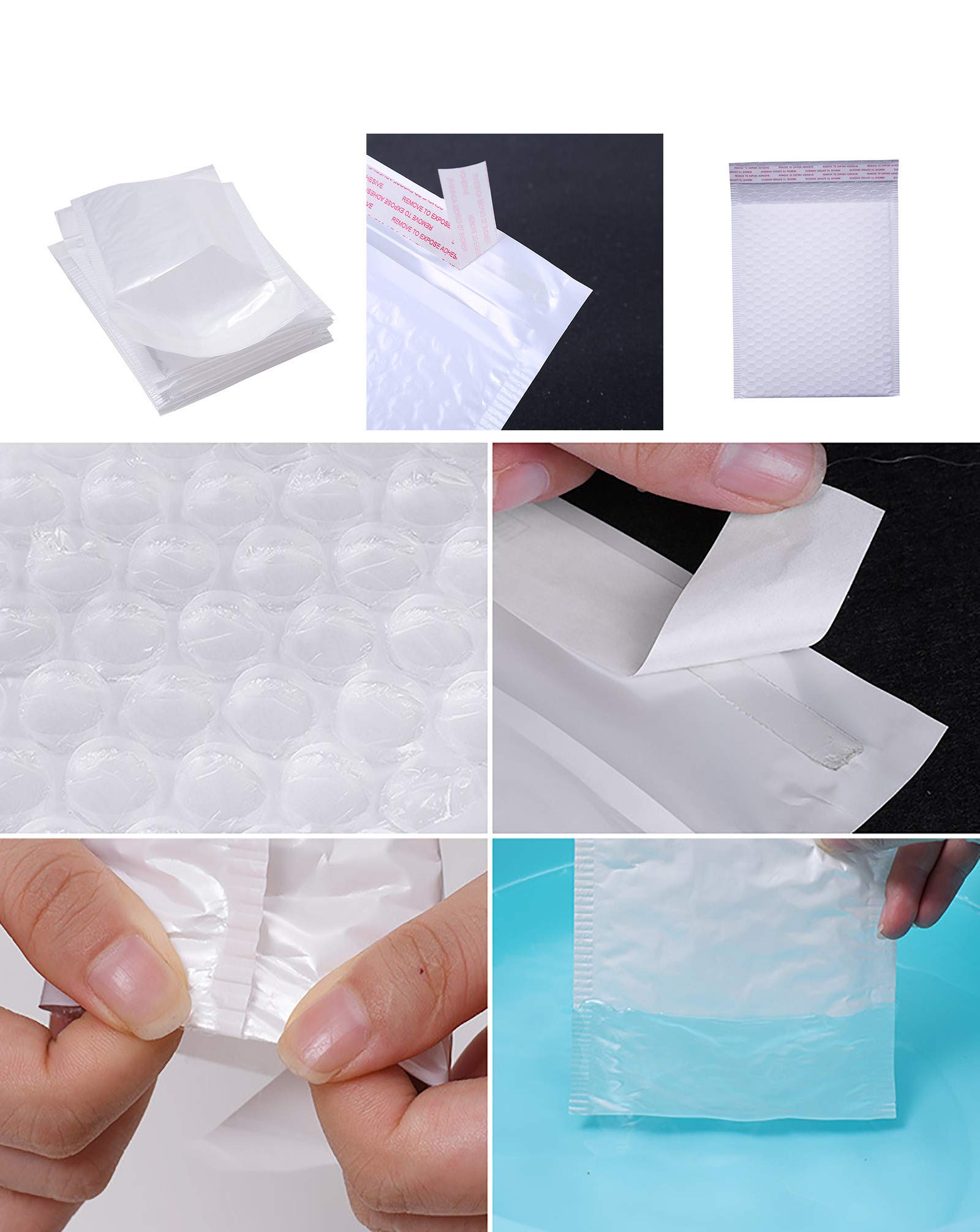 50 Count White Poly Mailers 5x6 Inches - Self-Seal Shipping Envelopes, 2.35 Mil Thick | EcoSwift