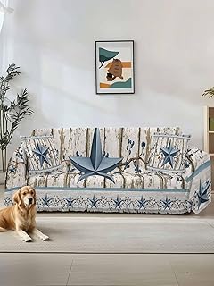 Texas Star Navy Blue Couch Cover for Dogs, Farmhouse Vintage Art Wooden Washable Sofa Covers Slipcover for Pets Dogs Futon Cover, Couch Recliner Covers, Oversized Chair Slipcover 71"x91"