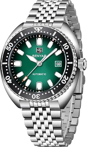 Relojes automáticos BENYAR para hombre, reloj mecánico analógico de acero inoxidable, impermeable hasta 50M, calendario, luminoso, relojes de