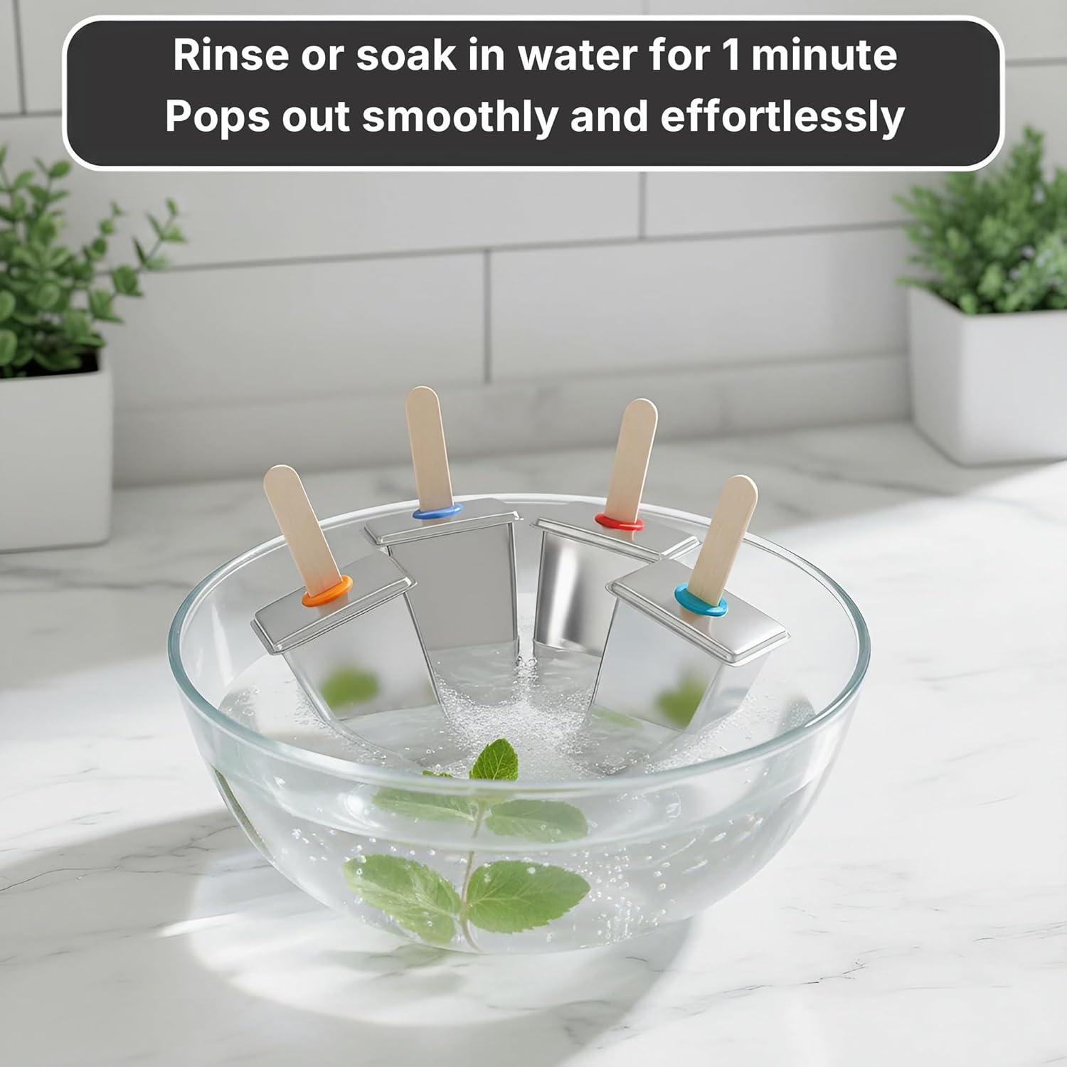 Stainless Steel Popsicle Molds Set with Holder, Reusable Ice Pop Maker, Ice Lolly Molds, Fast Freezing, Multi-Pack Options with Sticks & Storage Bags (Watermelon Shape)