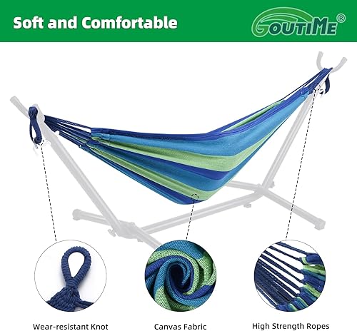 Miniatura 4 de Goutime - Hamaca para niños con soporte, base con marco porta-hamacas para niños con bolsa de transporte portátil para interior, exterior, patio,