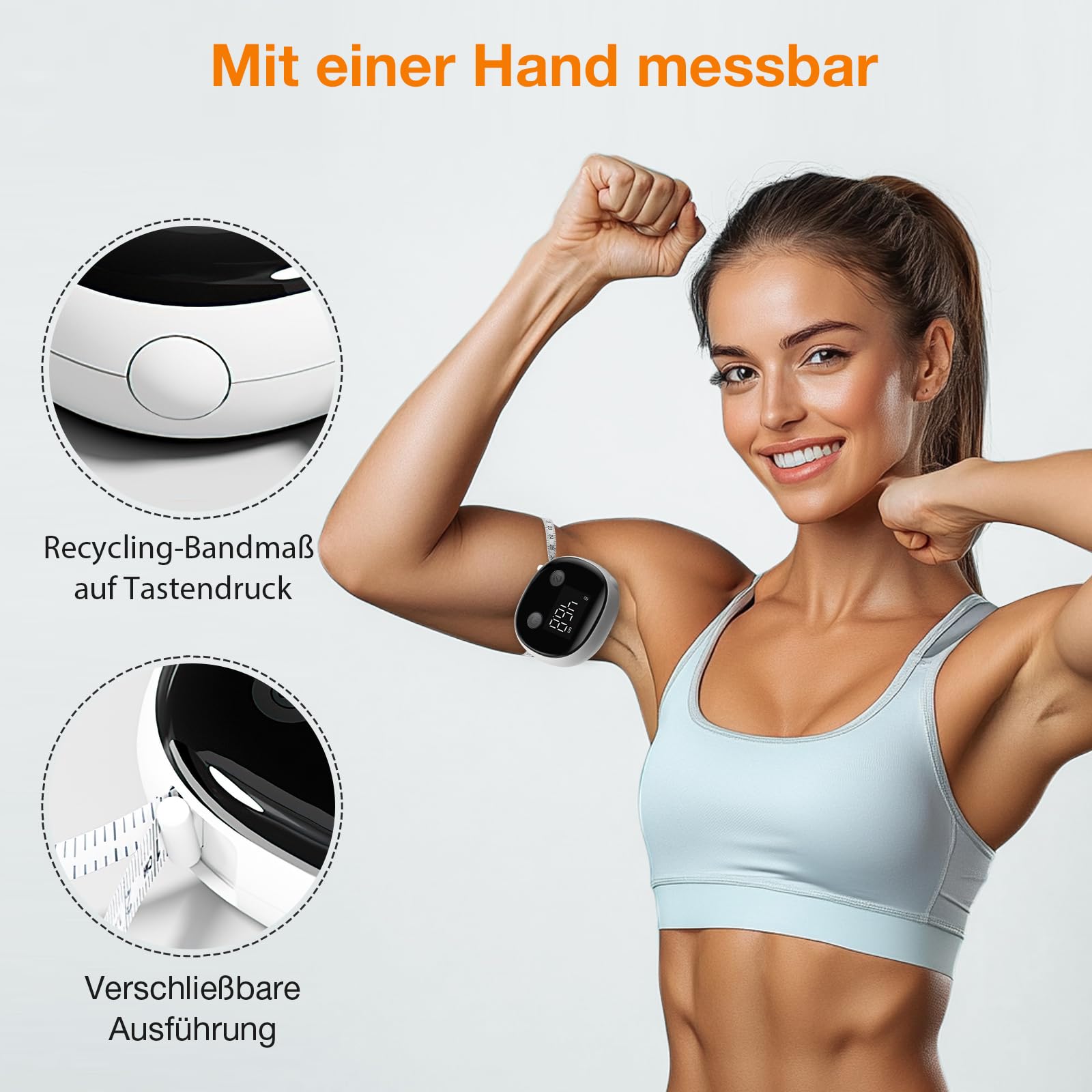 Smart Body-Maßband, Bluetooth-Maßband, Fitdays-App-Überwachung, Körpermaßband LED HD Vollbild für Fitness, Formgebung, Gewichtsabnahme und Aufzeichnung des Körperumfangs in cm oder zoll