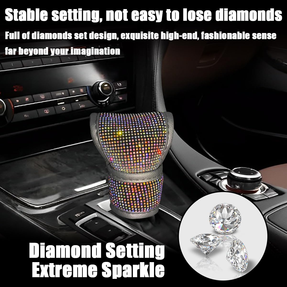 Copri Freno A Mano Auto Con Strass - Decorazione Brillante Multicolore, Universale - Foto 10