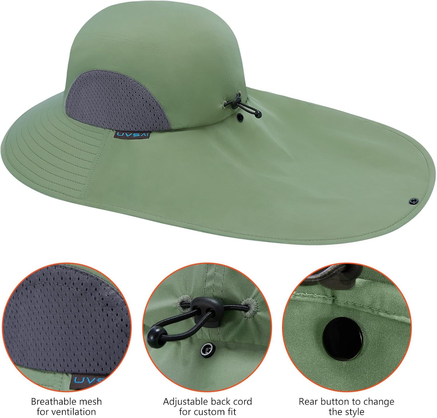 UPF 50+ Foldable Sun Hats Wide Brim with Large Neck Flap for Men Women UV Protection Gardening Fishing Beach Hat - Image 5