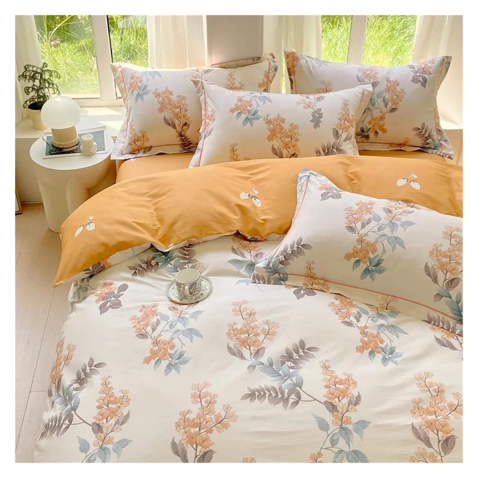 Amazon｜100% コットン 葉っぱ 花柄 寝具セット 超ソフト 通気性 羽毛