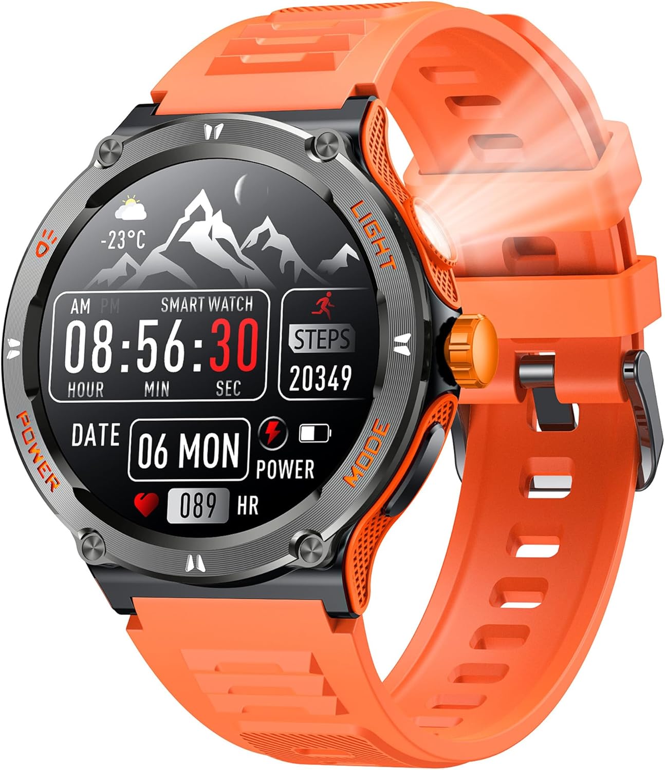 Montre Connectée Homme Smartwatch Sport: Bluetooth Appel 1.53" HD 3ATM Étanche Bracelet Connectee avec Torche LED Boussole Moniteur de Sommeil Fréquence Cardiaque SpO2 Fitness Tracker pour Android iOS
