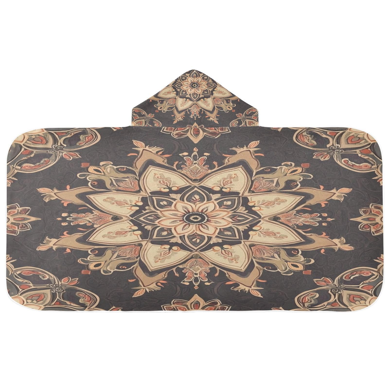 Kigai Ethnic Print Hooded Beach Towel for Kids Soft Absorbent Quick Dry Bath Towel with Hood Lightweight Toddler Shower Pool Bath Wrap for Boys Girls