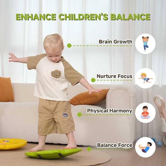 Wobble Balance Board for Kids Yellow Frog Design with Maze Track & Balls | Dual-Sided Sensory Rocker Board | Non-Slip Tactile Surface | Supports Up to 200lbs | Perfect for Toddlers & Parent-Child Play