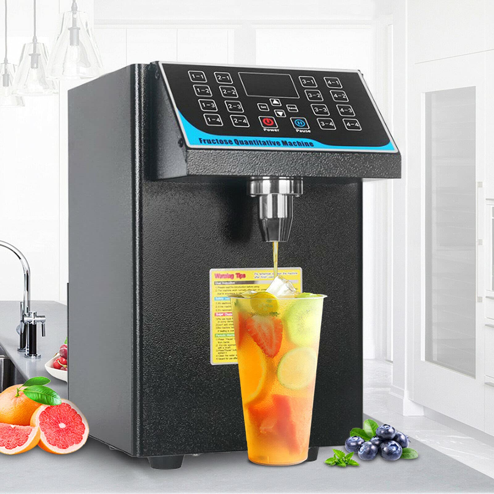 Distributeur de fructose Distributeur de sirop Fructose Distributeur quantitatif Machine Commercial Bubble Tea Fructose Distributeur 220V Noir