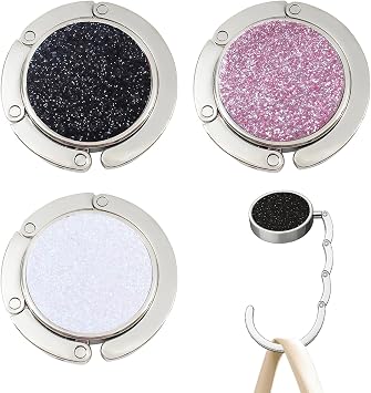 Foldable Purse Hook for Table,3 PCS Handbag Storage Folding Decor Table Hook, Womens Bag Hanger Holder,Bag Holder for Table Desk