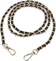 U+U 47" Metal Chain Purse Strap Replacement - Black & Gold Crossbody Handbag Chain with 360° Rotatable Buckles