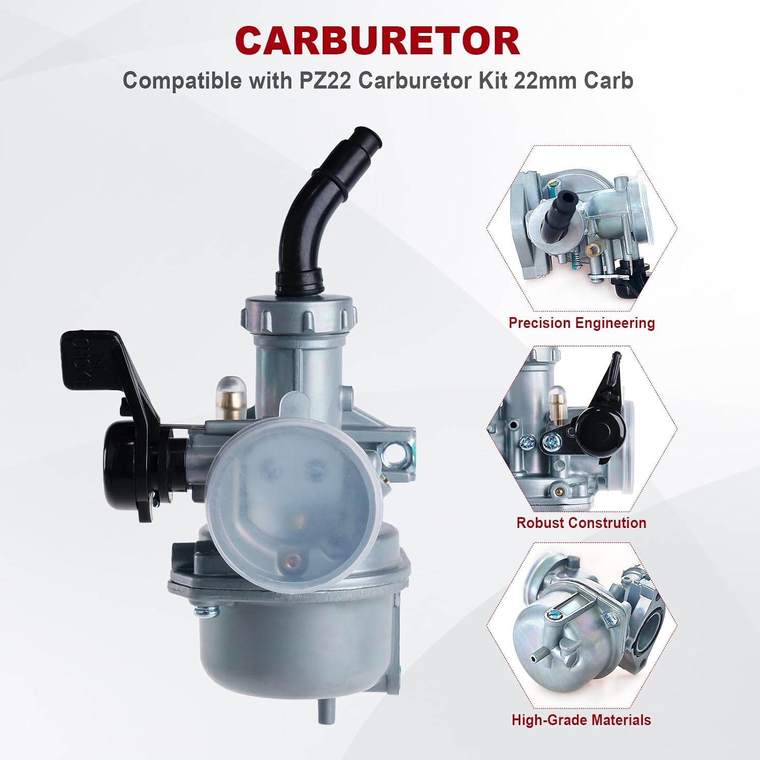 PZ22 Carburetor for Honda XR50 CRF50 Z50 CRF XR 50R Z50R Z50A Mini Trail 50 Compatible with Coolster TaoTao 110cc 125cc SSR CRF50 Pit Dirt Bike 22mm Air Filter