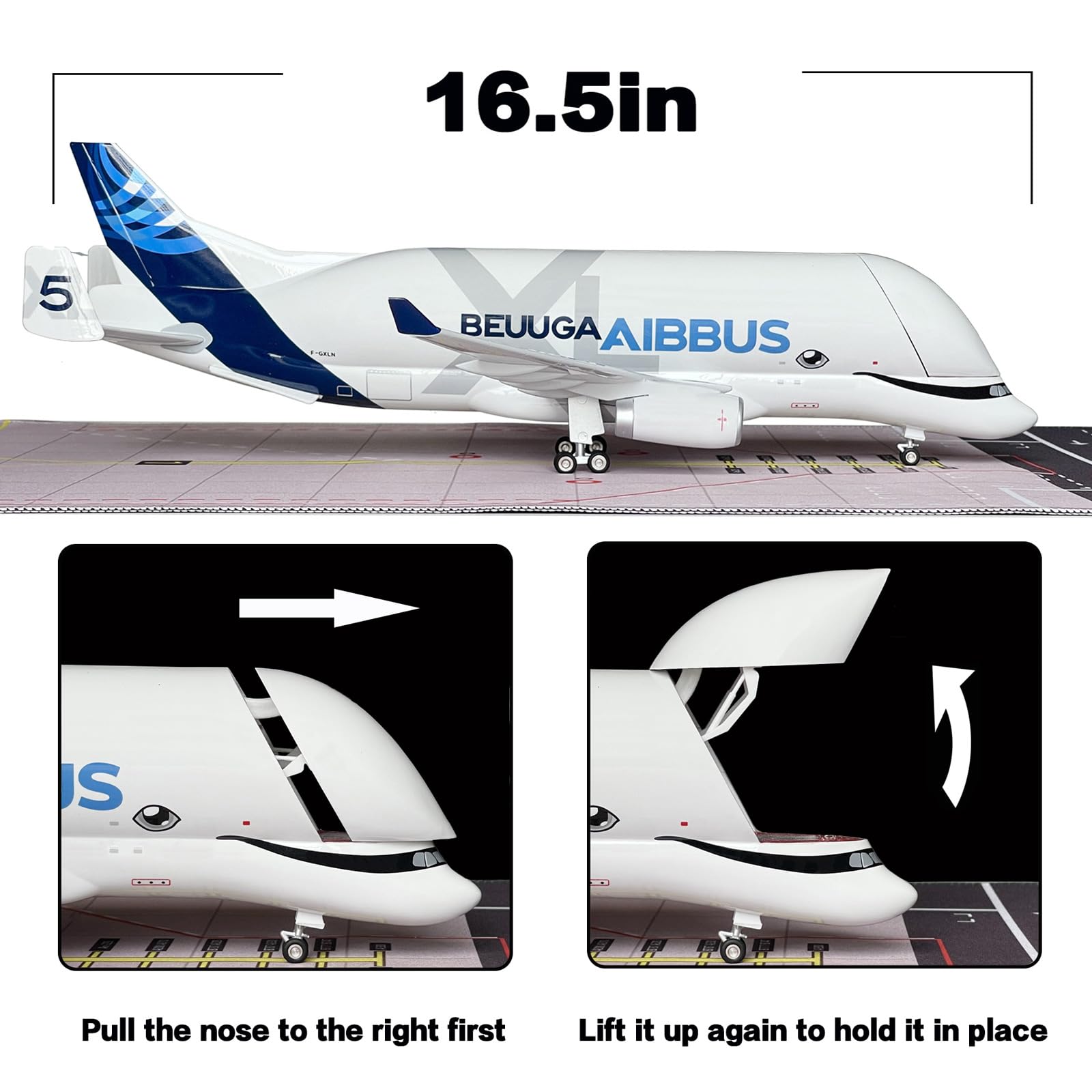 1:150 Scale Super Beluga XL Aircraft Model, Openable Front Nose