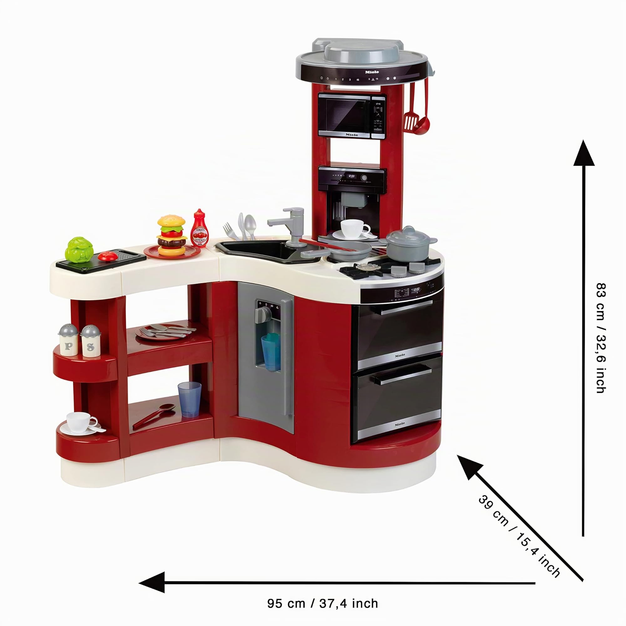 Theo Klein 7101 Cucina Miele Wave Spicy I Cucina graziosamente attrezzata con moderne apparecchiature giocattolo I Incluso un set per hamburger I Giocattolo per bambini dai 3 anni in su