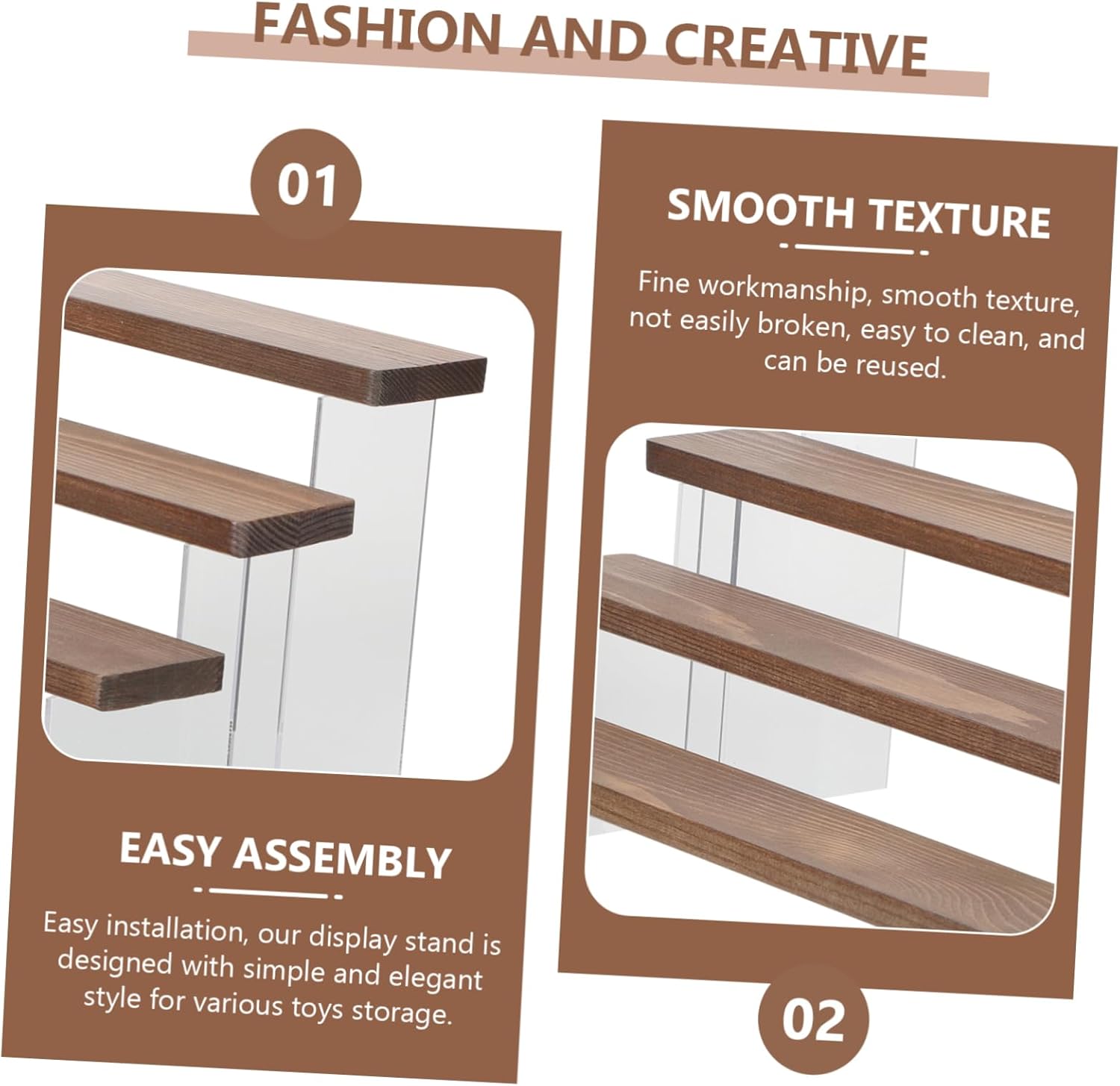 PRETYZOOM 4tier Solid Wood Storage Rack Multi Display Shelf for Dolls Figurines Acrylic Risers Toys Side Table Sturdy Easy to Install