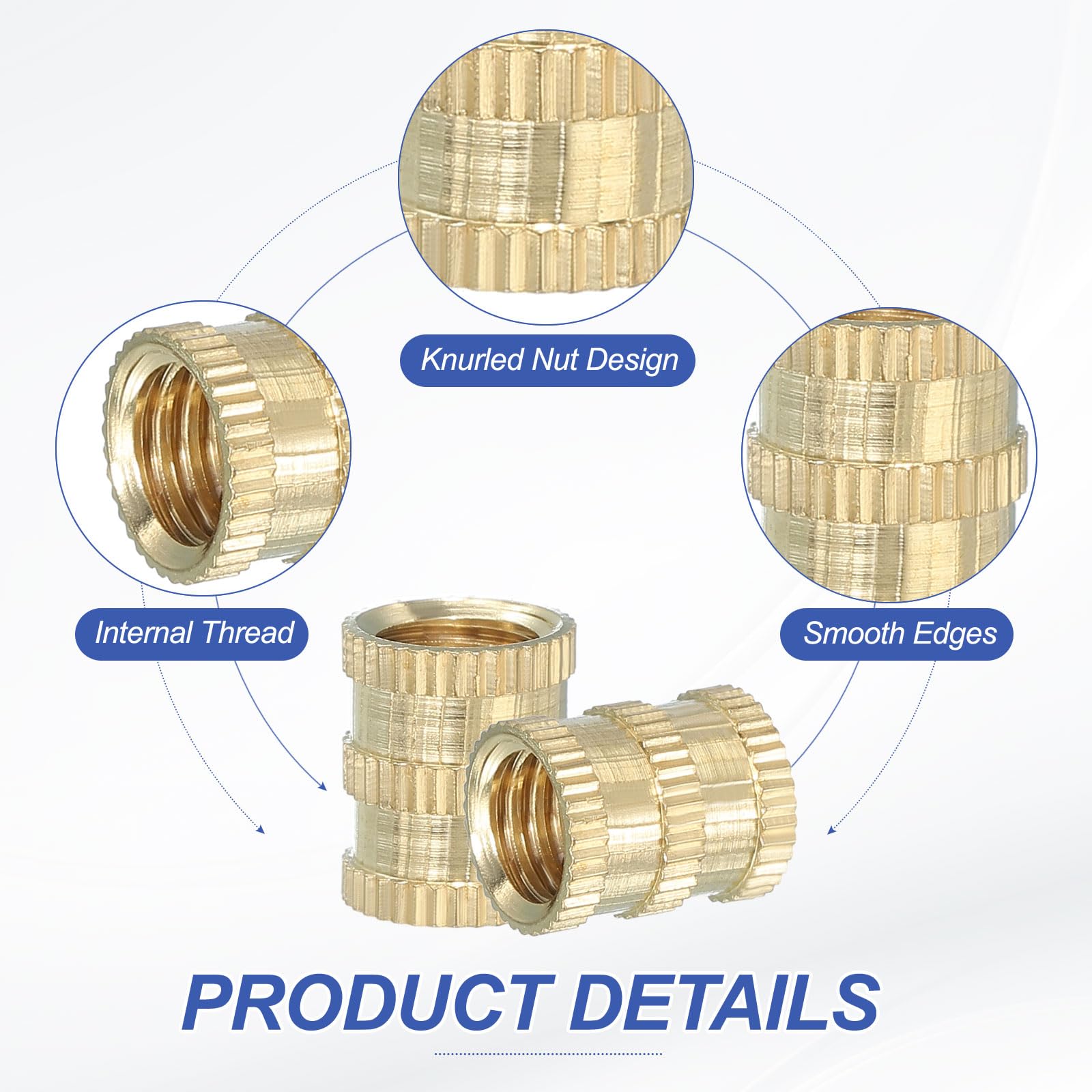 PATIKIL M8 Threaded Inserts, 20 Pcs Female Metric Brass Knurled Nuts Heat Set Insert for Plastic 3D Printing Components (M8x12x10mm) - Image 3
