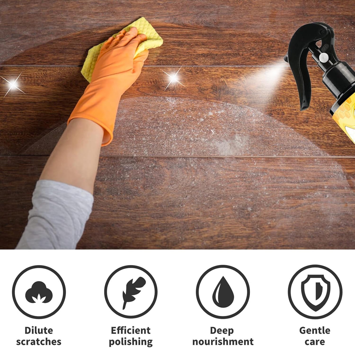 Cera de Abejas Pulimento para Muebles de Madera,cera para madera,Limpiador En Aerosol De Cera De Abejas,para el Cuidado de Muebles y Protección de Madera para Interior y Exterior (3)