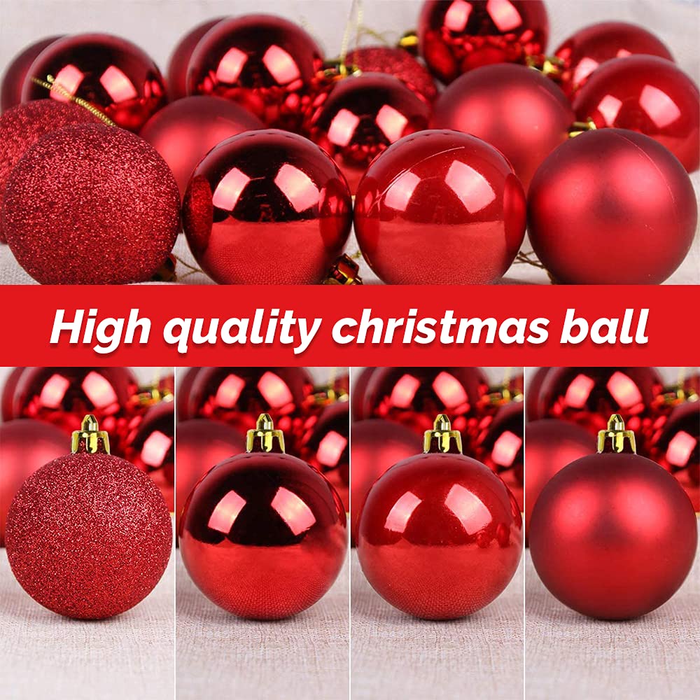 36 Bolas De Bolas De Navidad, Varios Colgantes Inastillables, Juego De Adornos Para áRbol De Navidad, DecoracióN Para Colgar En Fiestas De Temporada, Bodas, Colgantes Decorativos (Rojo, 4 Cm)