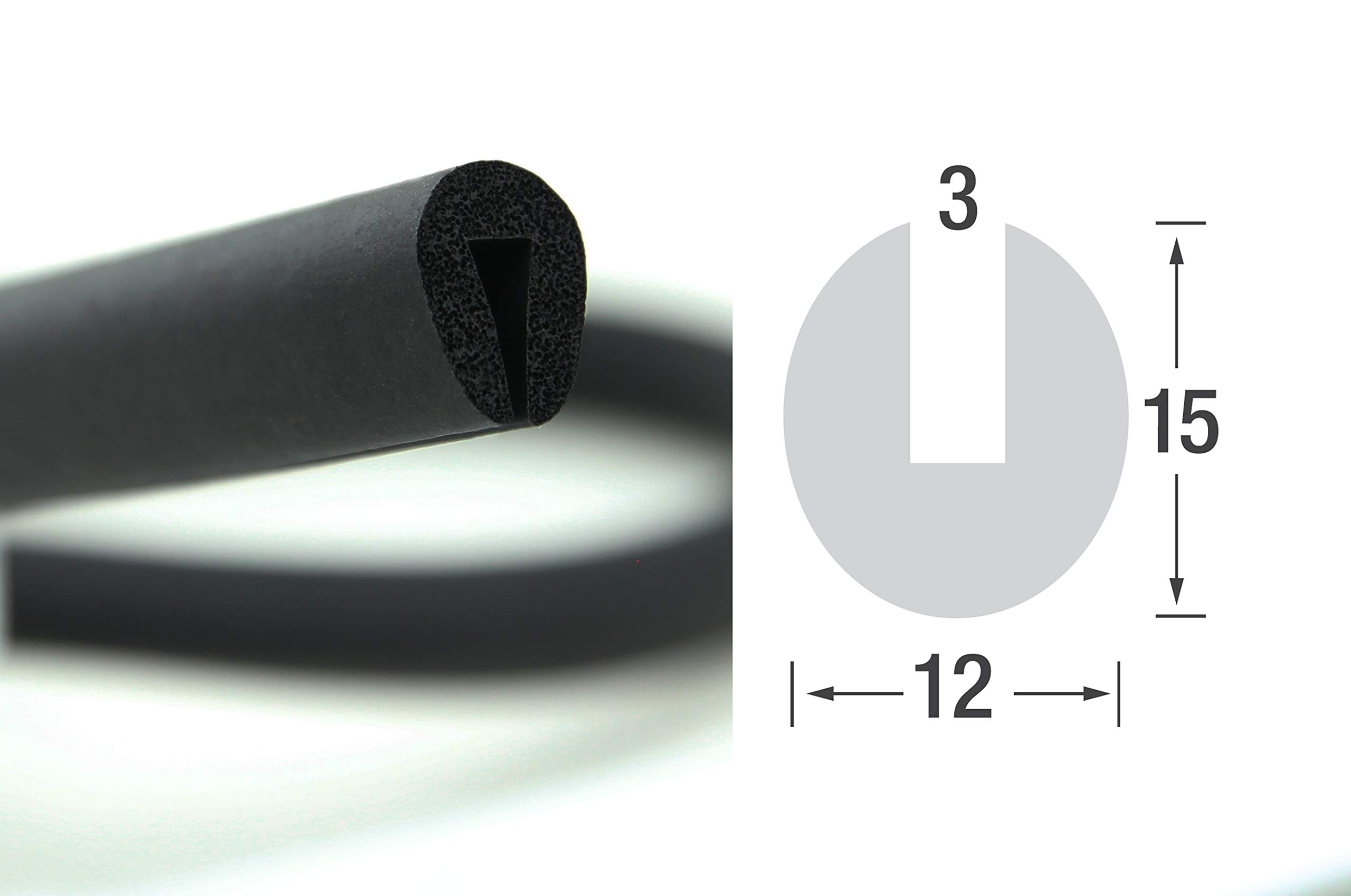 SMI-Fassungsprofil V10 für 3mm aus EPDM Moosgummi Schwarz widerstandsfähiger Kantenschutz für Scheiben, Fenster, Blech geschlitzte Rundschnur (10 m)